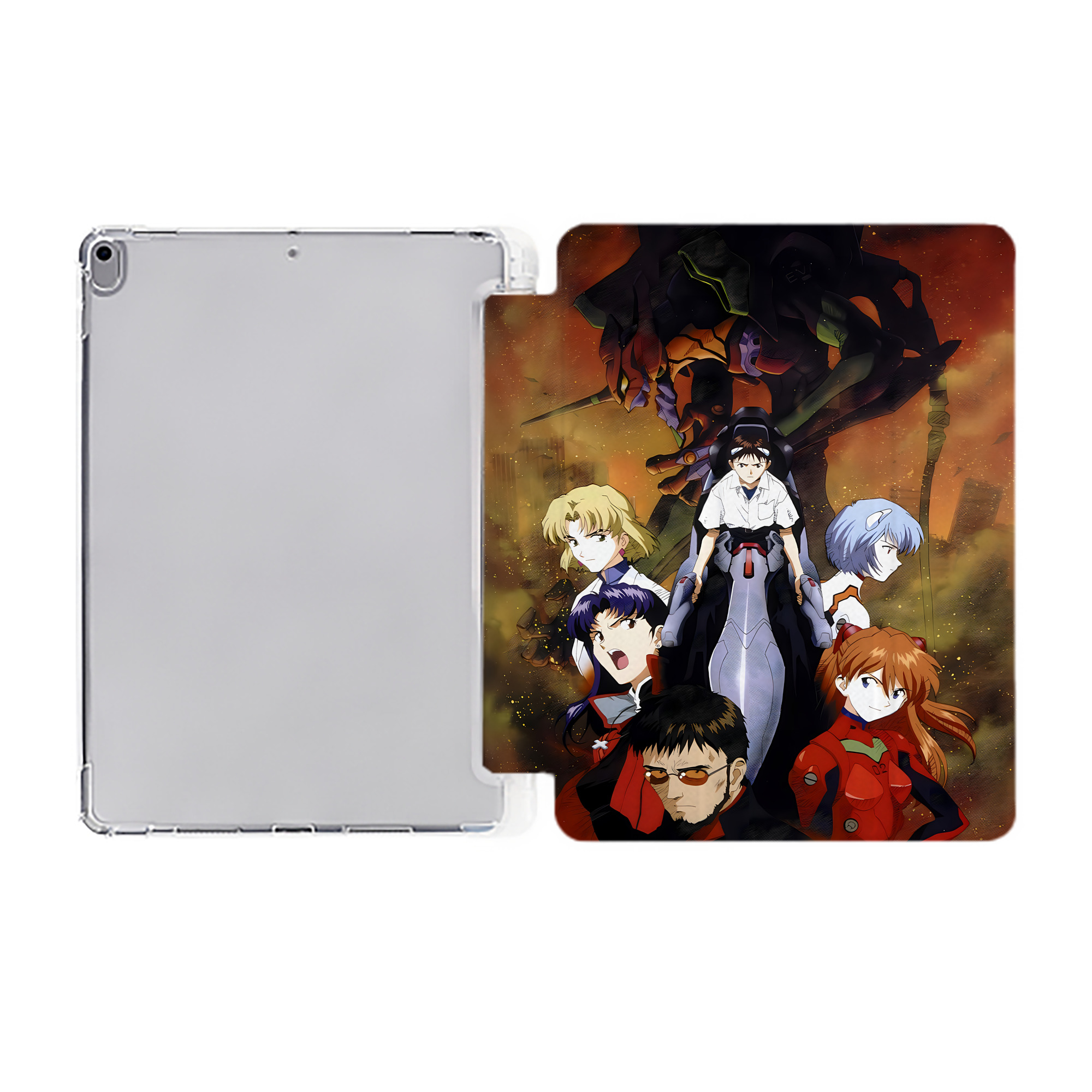 （画像用） EVA 新世紀エヴァンゲリオン IPad ケース ペン収納付き 三つ折りスタンド PUレザー×シリコン 対応機種9.5/10.5/10.9インチ